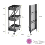 Foldable Steel Trolley - Black - Image 3