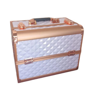 Cosmetic Case-Rose Gold And White