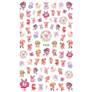 Nail Sticker-F520-Cute Pigs