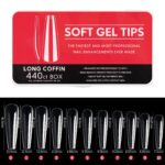 Full Cover Clear Soft Gel Tips - Long Coffin - 550pcs