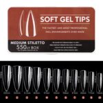 Full Cover Clear Soft Gel Tips - Medium Stiletto - 550pcs