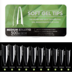 Half Cover Clear Soft Gel Tips - Medium Stiletto - 500pcs
