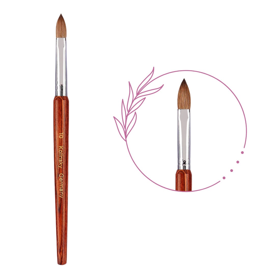 6 (1) Kolinsky Acrylic Brush - Wooden Handle - #10 - Image 1