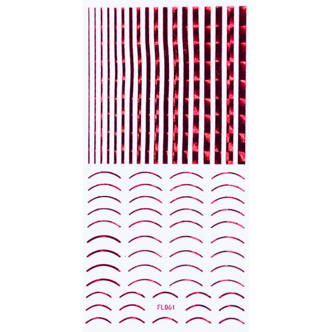 Nail Sticker-FL061-Red Lines