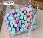 100 pcs Mini Sponge Blocks With 4-Prong Tweezers - multicolour