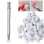 100 pcs Mini Sponge Blocks With 4-Prong Tweezers White