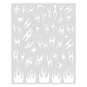 Nail Sticker-2431-White Flames
