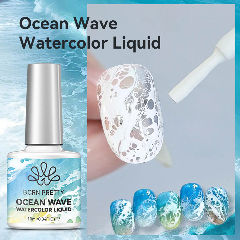Born Pretty 10ml Bubble Lace Design White Ocean Wave Watercolor Liquid for Nail Art