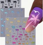 4pcs Summer Island Coconut Tree 4-Color Nail Art Stickers