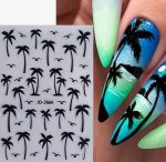 Nail Sticker-4pcs Summer Island Coconut Tree 4-Color Nail Art Stickers - Image 2