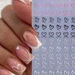 Nail Sticker SWA65 Hearts 3 pc Pink White & Black