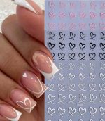 Nail Sticker SWA65 Hearts 3 pc Pink White & Black